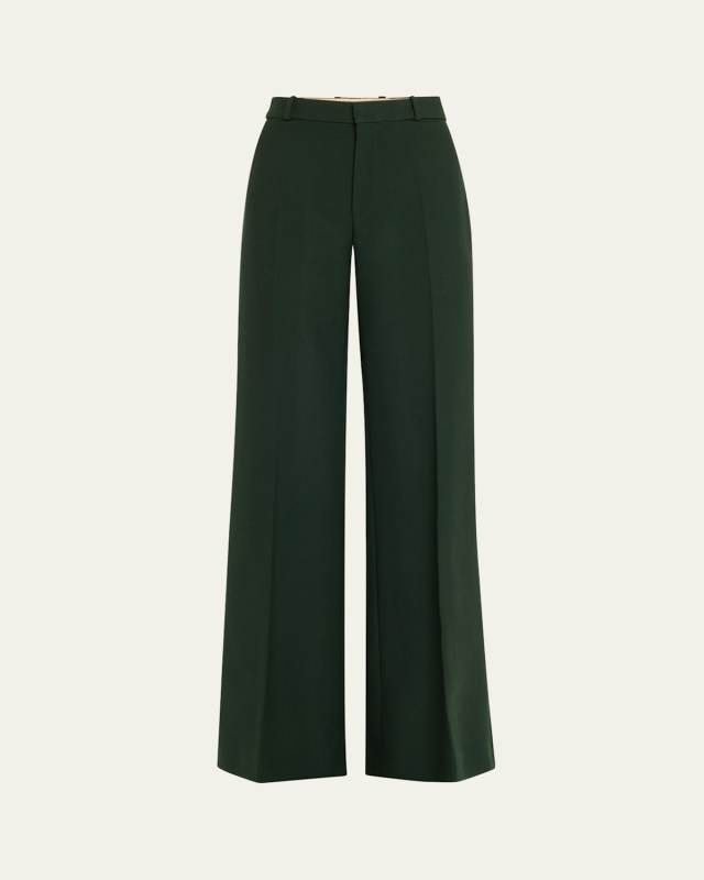 Wool Crepe Wide-Leg Trousers